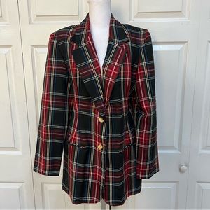 Danielle B Vintage Women’s Blazer Jacket Red Plaid Size Medium